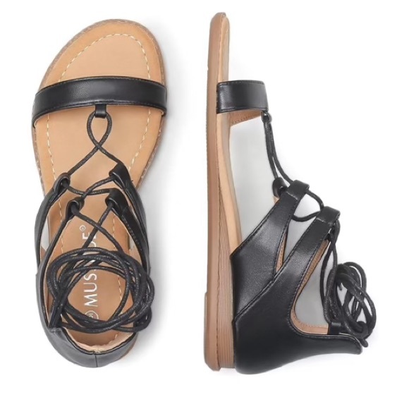 NWT Musshoe sandals, in the original box flat tie up sandals, Black SIZE 7 - Picture 7 of 10